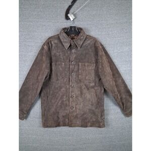 Solitude Mens Jacket Small Brown Suede Leather Shirt Jacket Shacket Paisley Line